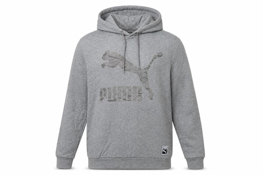 Mens UK XL Regular PUMA Grey Pullover Hoodie