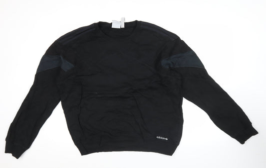 Adidas Men's Black Crew Neck Pullover Sweatshirt L Regular Fit