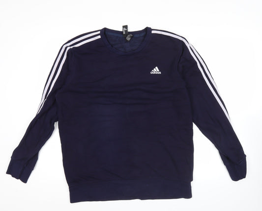 Adidas Men's Blue L Pullover Sweatshirt Crew Neck Long Sleeve Sports