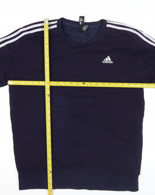 Adidas Men's Blue L Pullover Sweatshirt Crew Neck Long Sleeve Sports