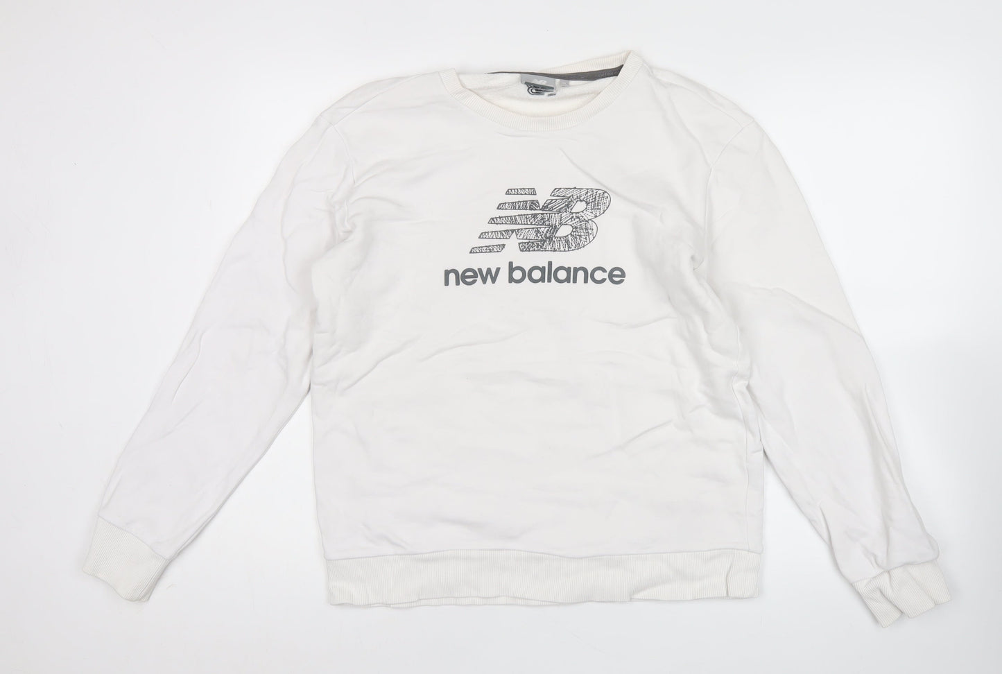 New Balance Men's White XL Pullover Sweatshirt Crew Neck Logo Sports