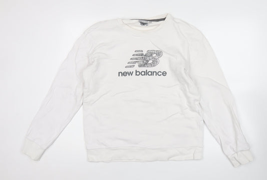 New Balance Men's White XL Pullover Sweatshirt Crew Neck Logo Sports