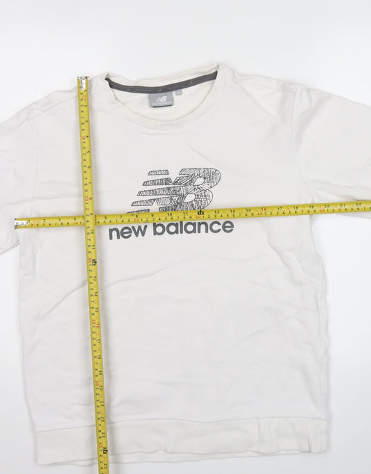 New Balance Men's White XL Pullover Sweatshirt Crew Neck Logo Sports