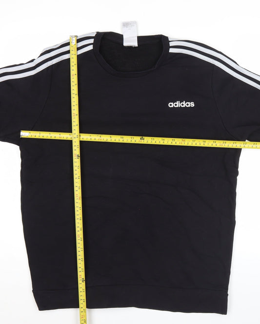 Adidas Men’s Black L Pullover Sweatshirt Crew Neck Logo Sportswear