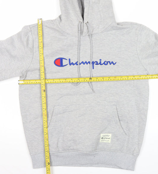 Champion Men's Grey Pullover Logo Hoodie Size M Fleece Cotton