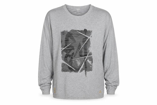 Front view of Adidas Men’s Grey Graphic Pullover Sweatshirt L Long Sleeve Jersey