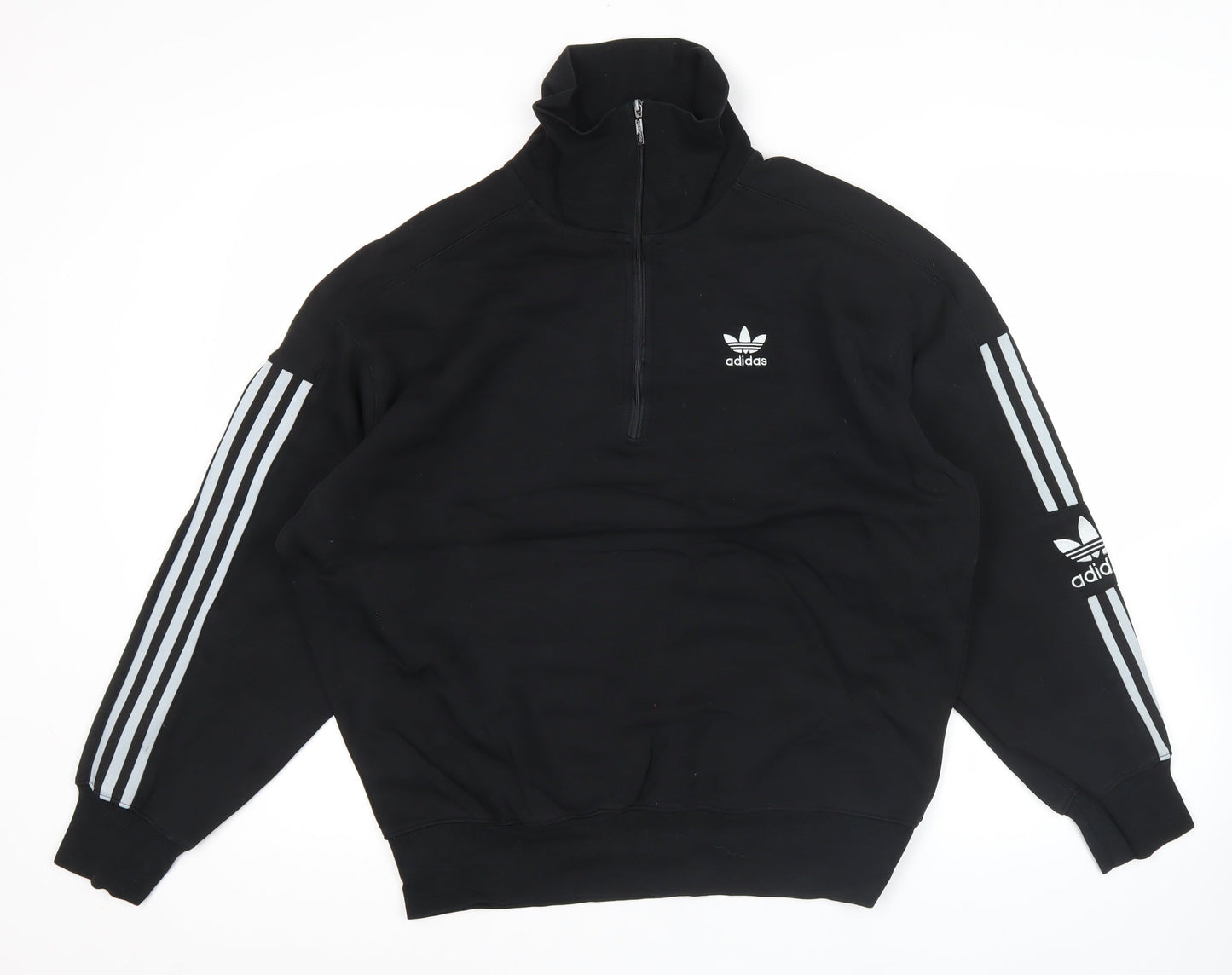 Adidas Mens Black S High Neck Half Zip Sweatshirt Logo Sportswear