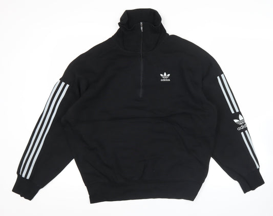 Adidas Mens Black S High Neck Half Zip Sweatshirt Logo Sportswear
