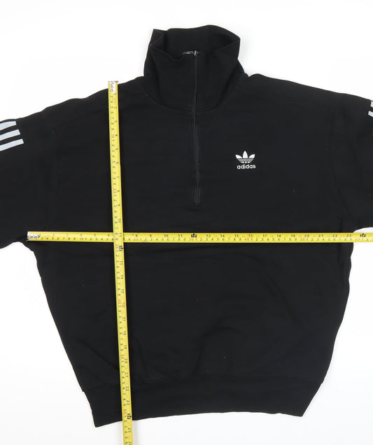 Adidas Mens Black S High Neck Half Zip Sweatshirt Logo Sportswear