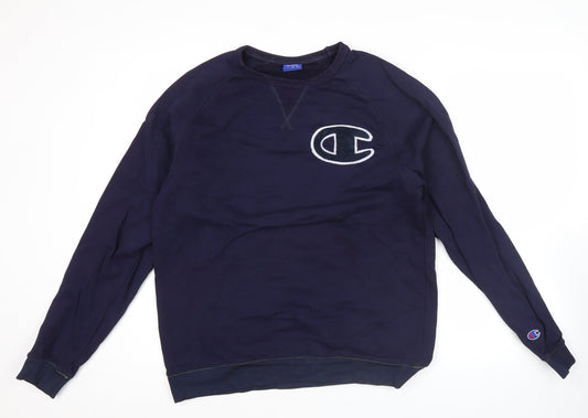 Champion Men's Blue XL Pullover Sweatshirt Crew Neck Logo Fleece