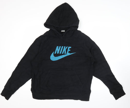 Nike Mens Black Pullover Hoodie M Logo Sports Gym Training