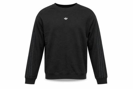 Front view of Adidas Men's Black L Pullover Cotton Sweatshirt Crew Neck Sports Style