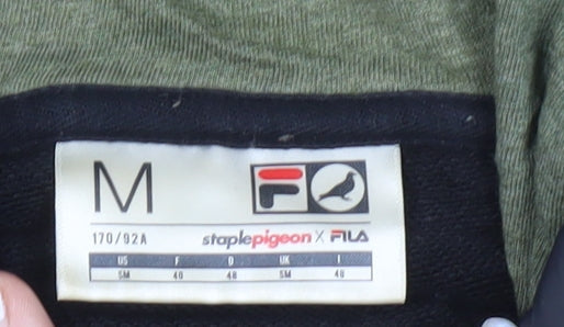 Fila Men's Green Pullover Hoodie M Logo 1/4 Zip Jersey Autumn Winter