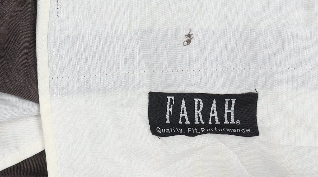 Farah Men's Brown 38W 31L Dress Trousers Flat Front Straight Leg