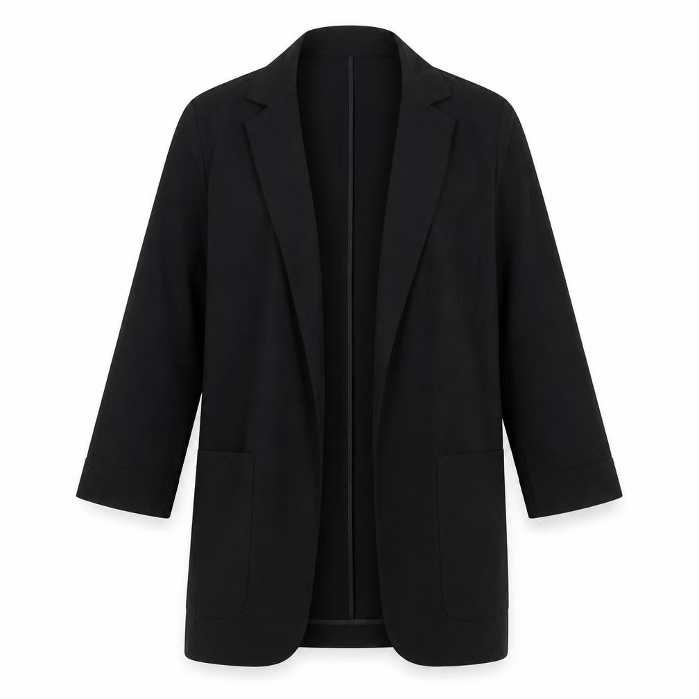 Marks & Spencer Women Black Size 6 Relaxed Fit Long Blazer