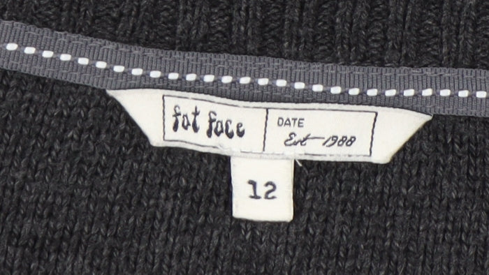 Fat Face Womens Grey Cable Knit Tunic Jumper Size 12 Long Sleeve