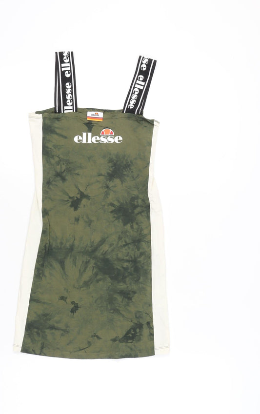Ellesse Women’s Green Tie Dye Tank Dress UK 8 Summer Casual Jersey