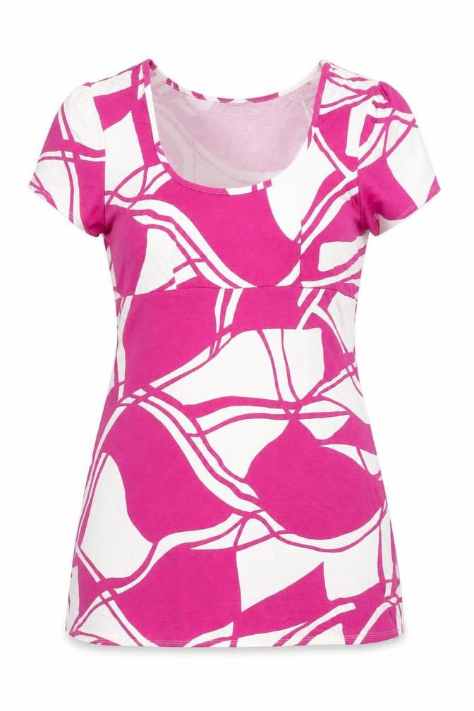 M&Co Women’s Pink Geometric Print Jersey T-Shirt Size 14