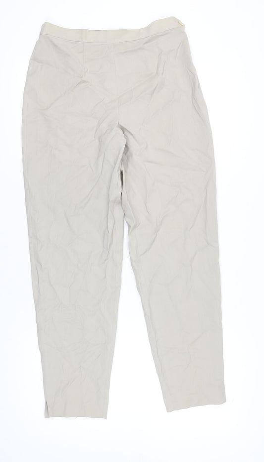 L. Pucci Women's Beige Wool Straight Leg Trousers Size 20