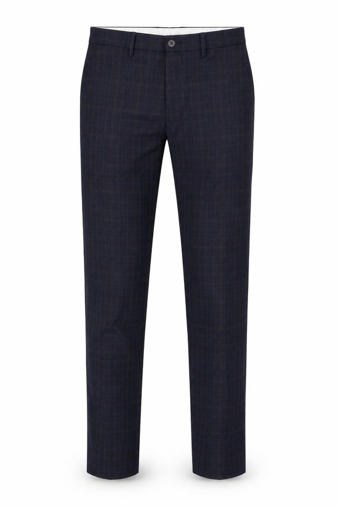 Marks and Spencer Men’s Blue Check Slim Fit Trousers 30x33