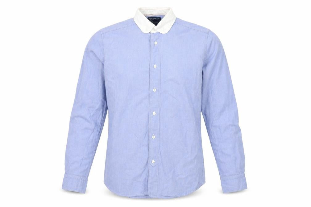 John Lewis & Co. Men's Blue Point Collar Cotton Long Sleeve Shirt S
