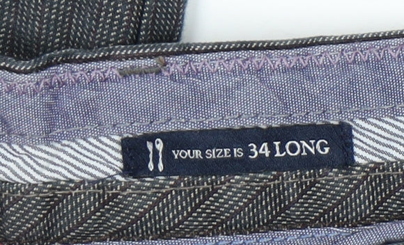 White Stuff Men's Grey Pinstripe Chino Trousers 34W 32L Regular Fit