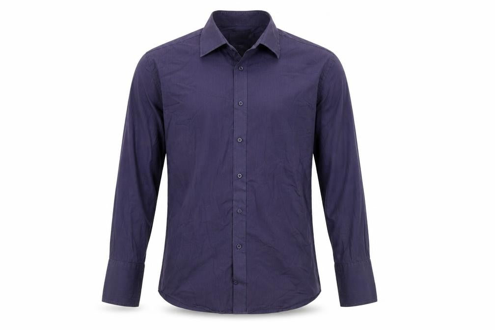 Marks and Spencer Men's Blue Striped Cotton Dress Shirt 38 Long Sleeve