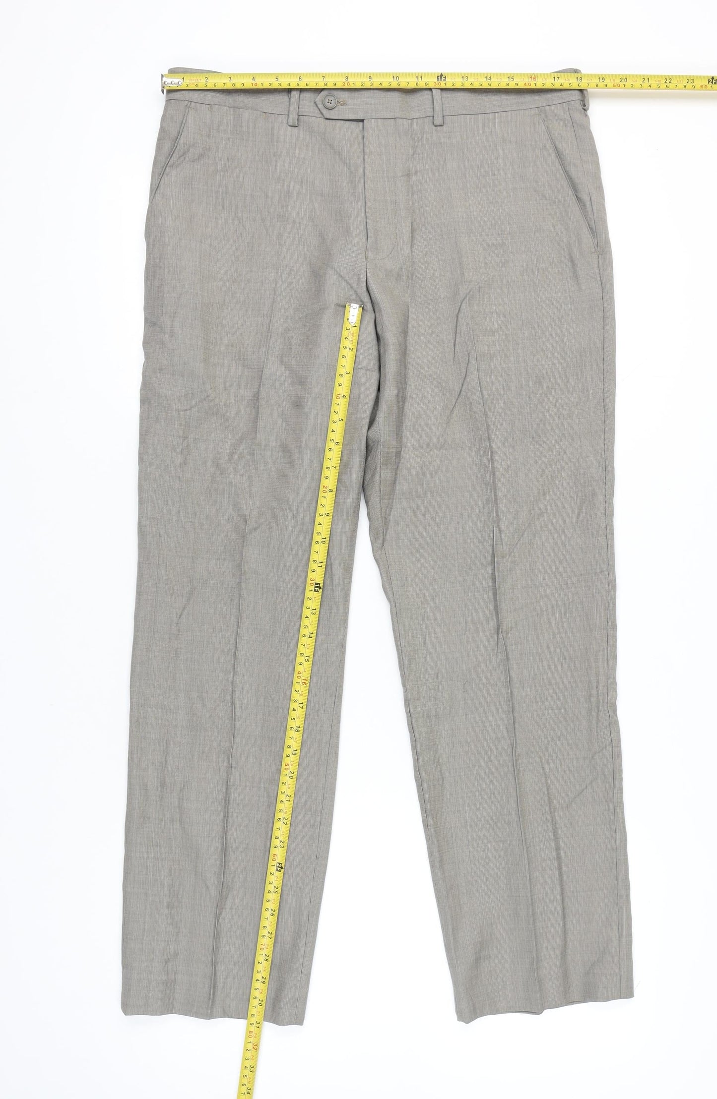 Marks and Spencer Men’s Grey Wool Dress Pants 36W 31L Straight Leg