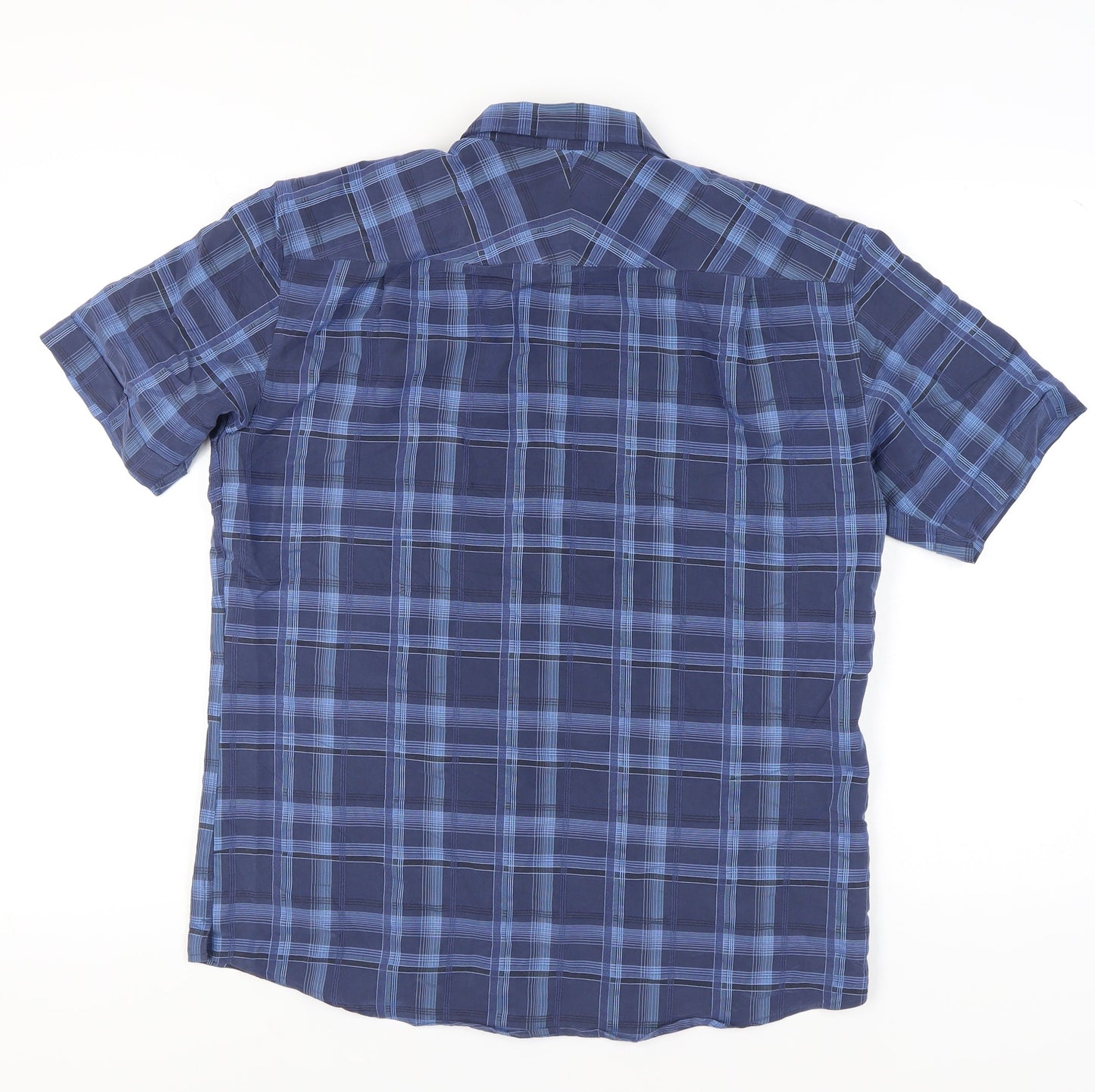 Marks & Spencer Blue Harbour Men's Blue Plaid Short Sleeve Shirt M