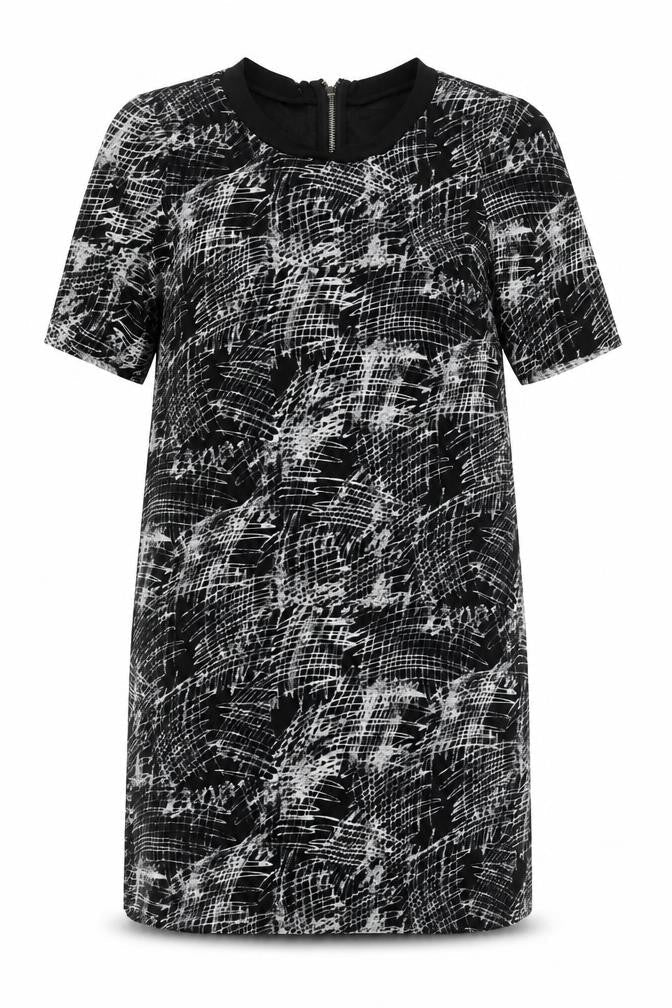Whistles Women’s Black Geometric Shift Dress Size 12 Knee Length