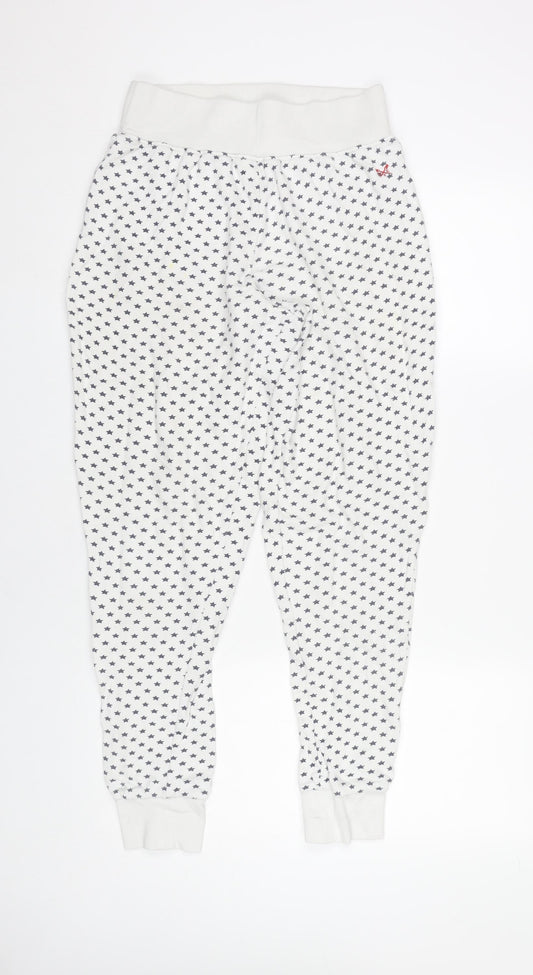 Crew Clothing Company Women’s White Star Print Jogger Trousers Size S