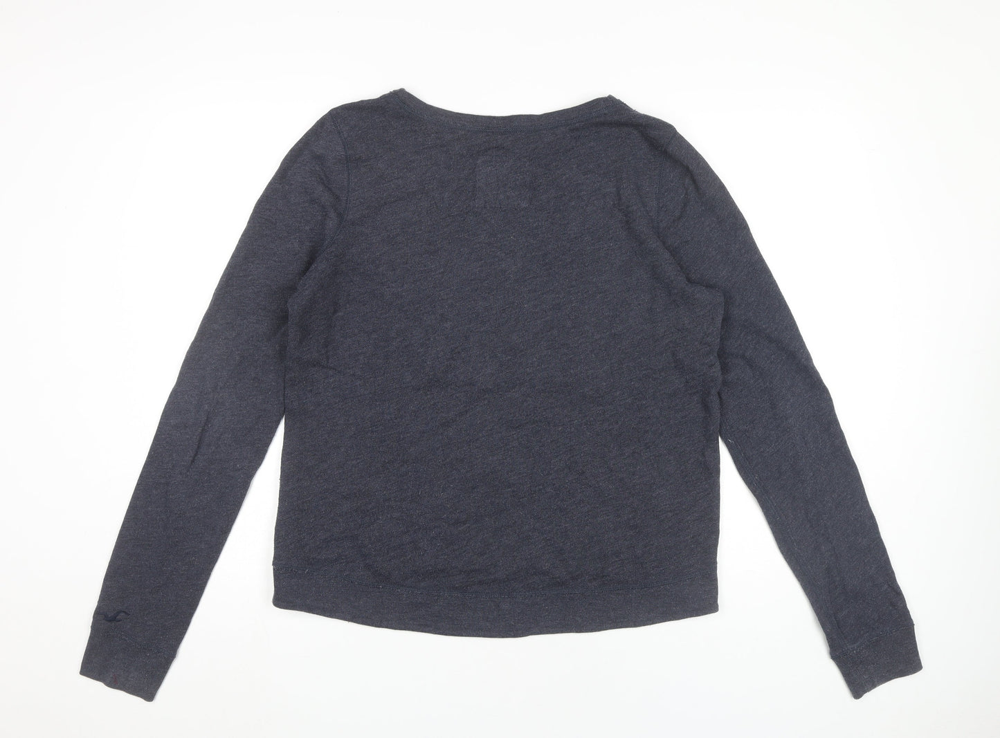 Hollister Women Blue L Pullover Sweatshirt Beaded Crew Neck Long Sleeve