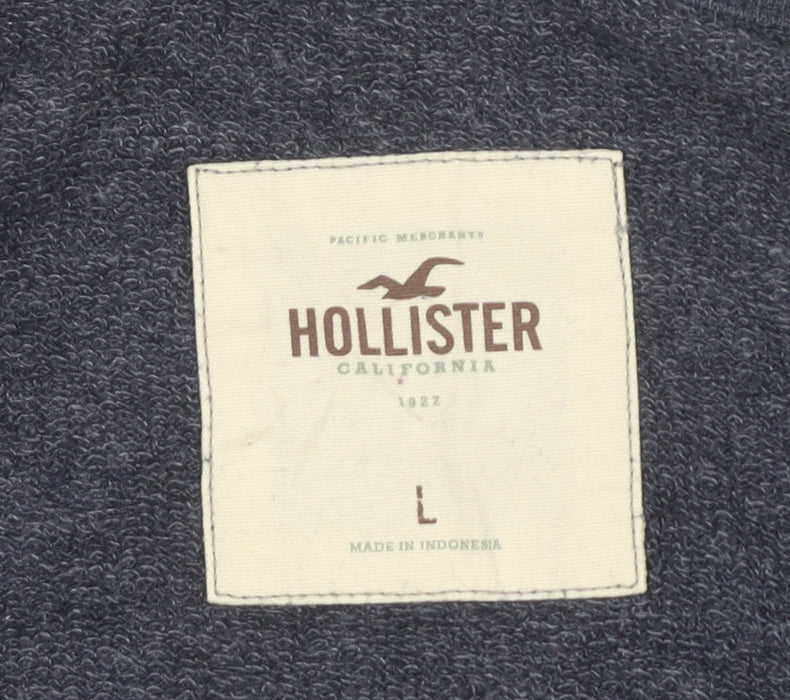 Hollister Women Blue L Pullover Sweatshirt Beaded Crew Neck Long Sleeve