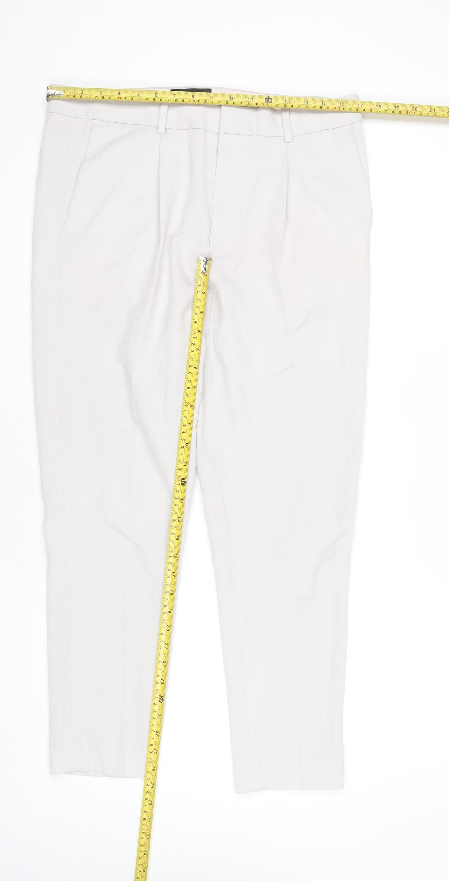 ASOS DESIGN Men's Beige Slim Tapered Pleated Trousers 34W 32L