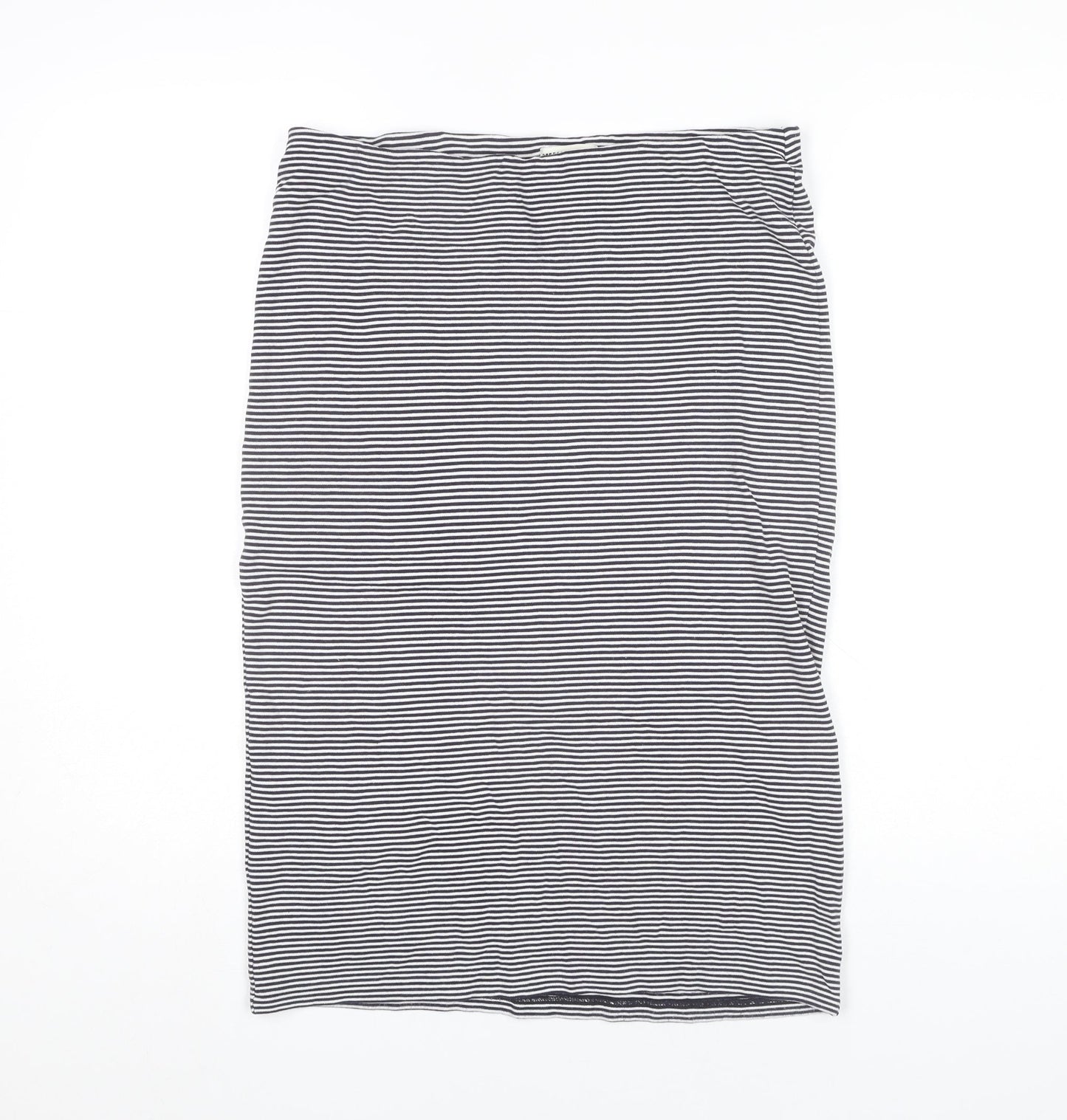 Whistles Women’s Black Striped Knee Length Cotton Pencil Skirt Size 16