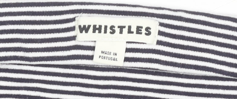 Whistles Women’s Black Striped Knee Length Cotton Pencil Skirt Size 16
