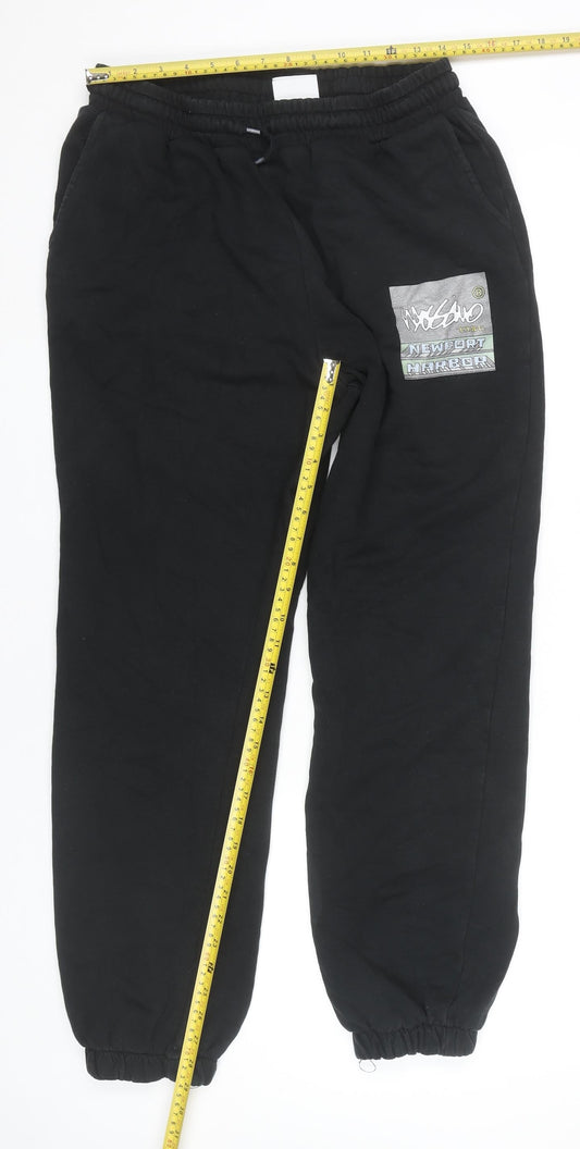Mossimo Men's Black Regular Fit Sweatpants M Logo Casual Fleece