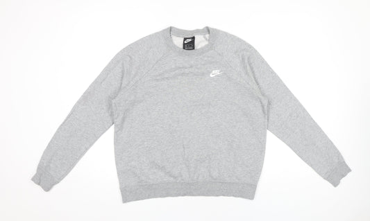 Nike Men’s Grey Pullover Sweatshirt Medium Crew Neck Jersey Logo