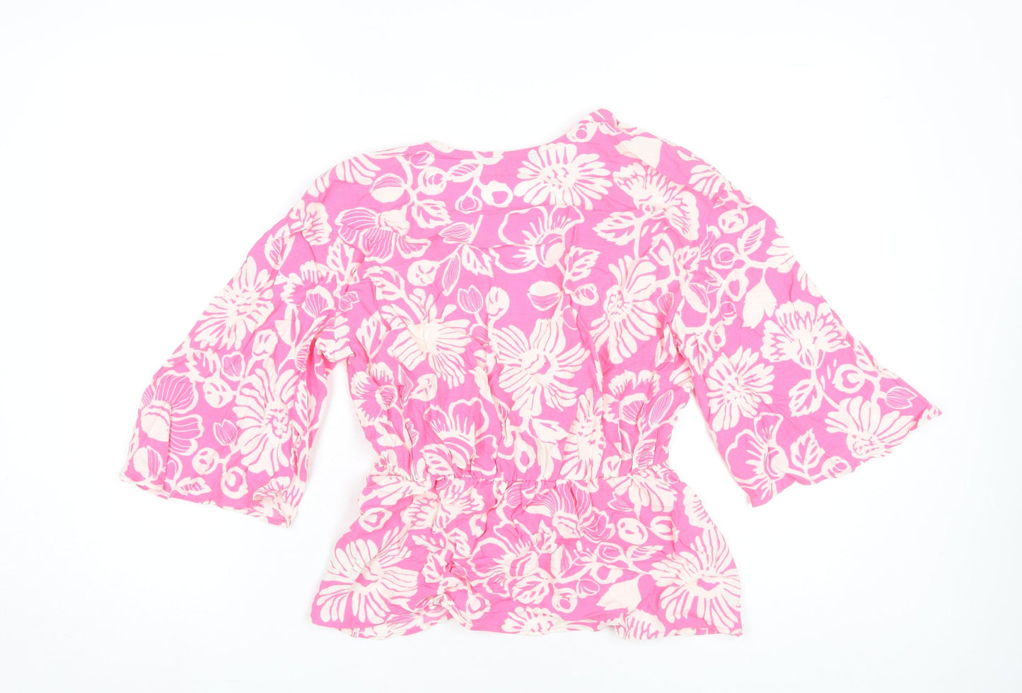 Marks and Spencer Womens Pink Floral Wrap Blouse Size 6