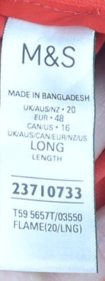 Marks and Spencer Women’s Red Pleated Straight Leg Trousers Size 20 Long
