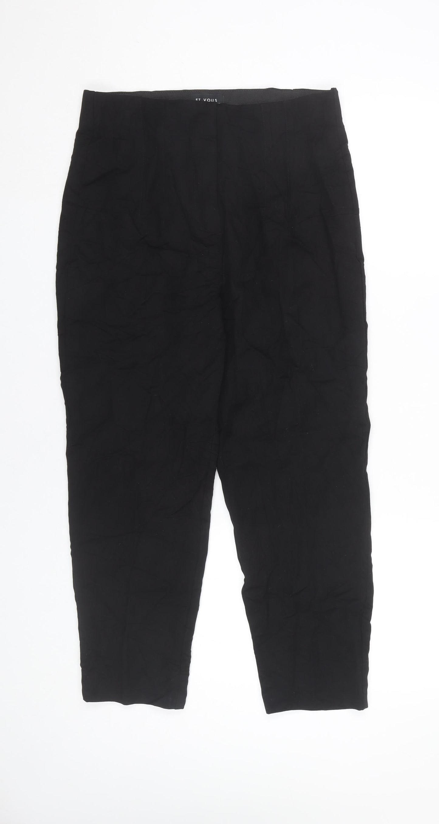 ET VOUS Women’s Black Ankle Trousers Size 10 Slim Fit Stretch