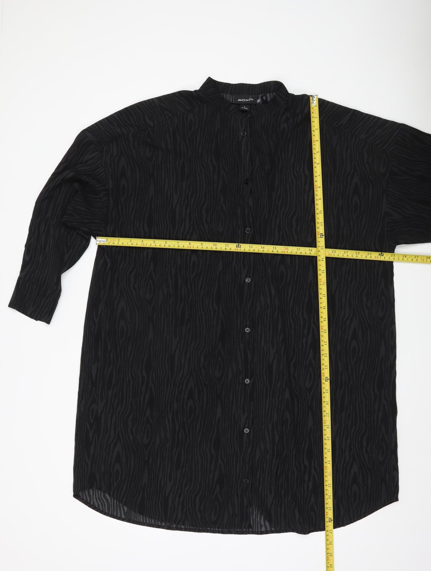 Monki Womens Black Tunic Button-Up Shirt Dress Size S Long Sleeve