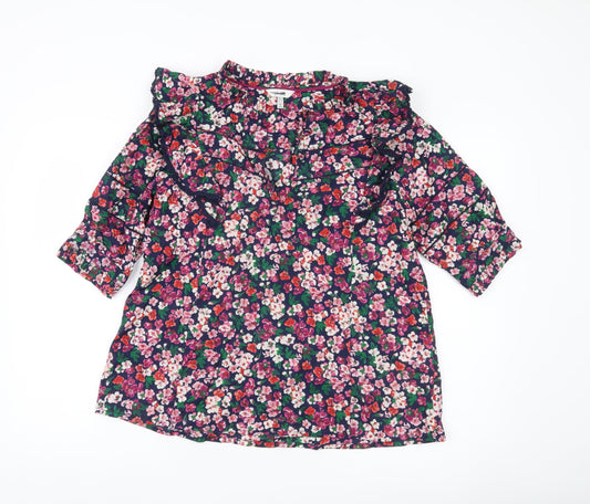 Joules Womens Multicoloured Floral Ruffle Blouse UK 12