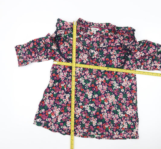 Joules Womens Multicoloured Floral Ruffle Blouse UK 12