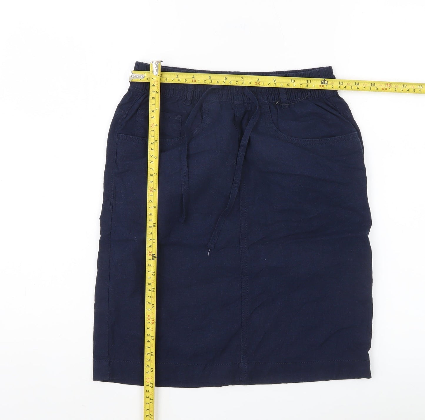 Marks and Spencer Women’s Blue Knee Length Linen Viscose Skirt Size 6