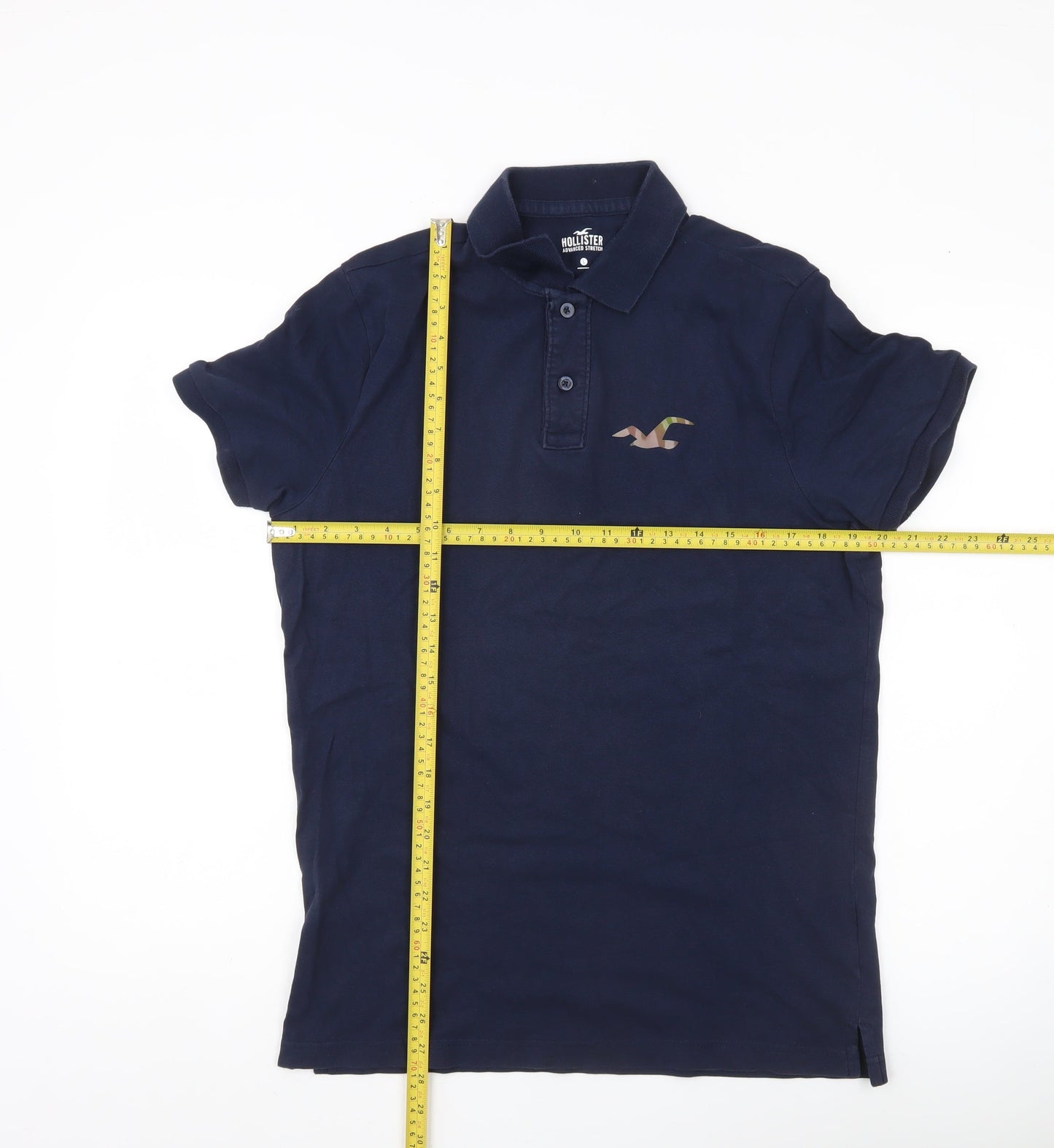 Hollister Men’s Blue Slim Fit Polo Shirt L Short Sleeve Cotton Stretch