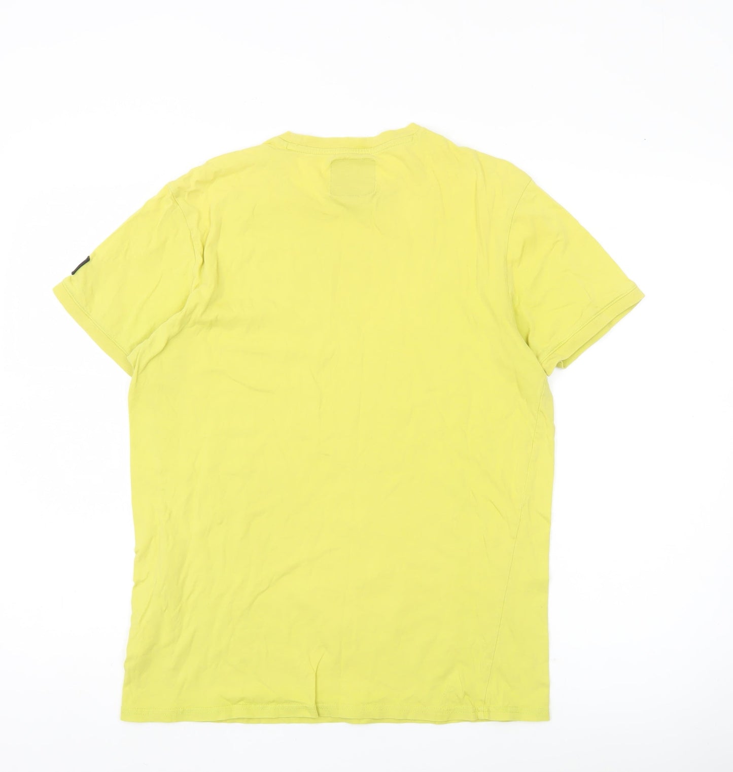 Firetrap Men's Yellow Cotton Crew Neck Short Sleeve T-Shirt Size M
