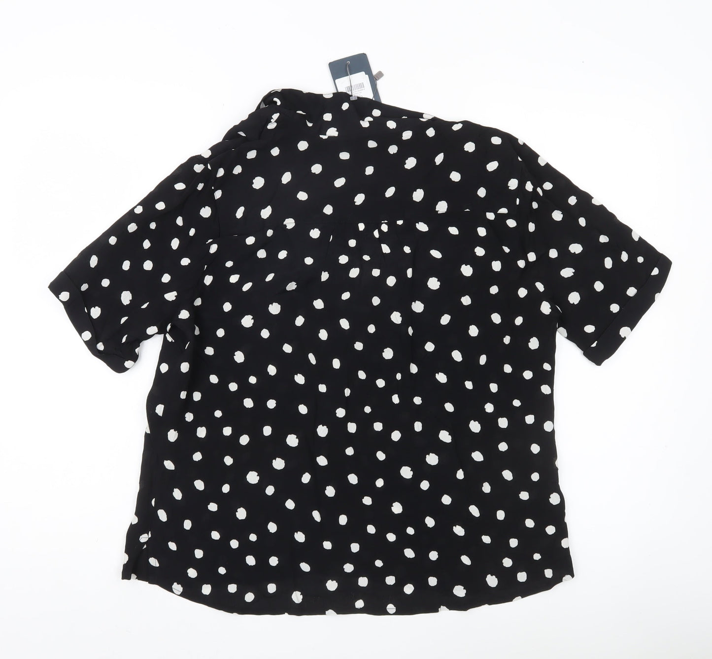 Sosandar Women's Black Polka Dot Button-Up Blouse Size 14