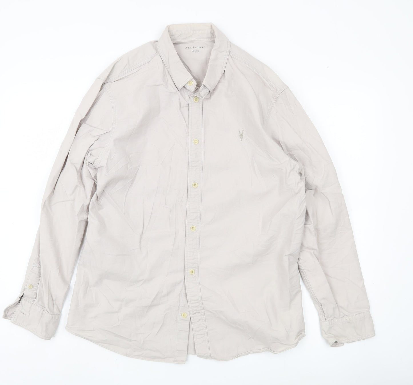 AllSaints Men’s Beige Medium Button-Up Long Sleeve Shirt
