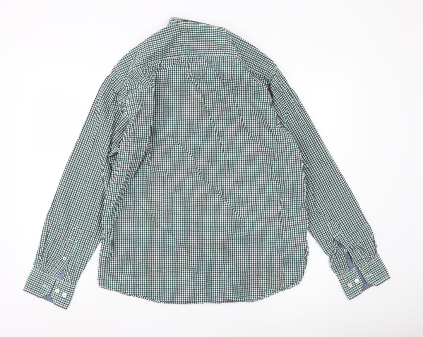 Marks and Spencer Blue Harbour Men's Green Check Cotton Shirt M